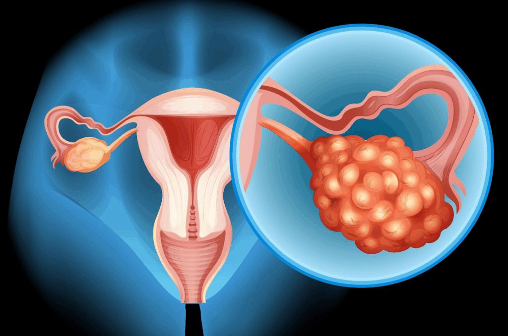 PCOS condition showing polycystic ovaries in women